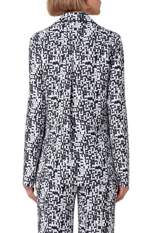 AKRIS PUNTO AKRIS PUNTO MINI HALF GRID CIRCLE PRINT MOSS CREPE BUTTON-UP SHIRT 