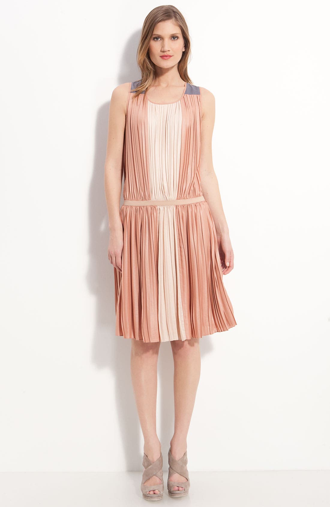 BCBGMAXAZRIA Pleated Drop Waist Sleeveless Dress Nordstrom