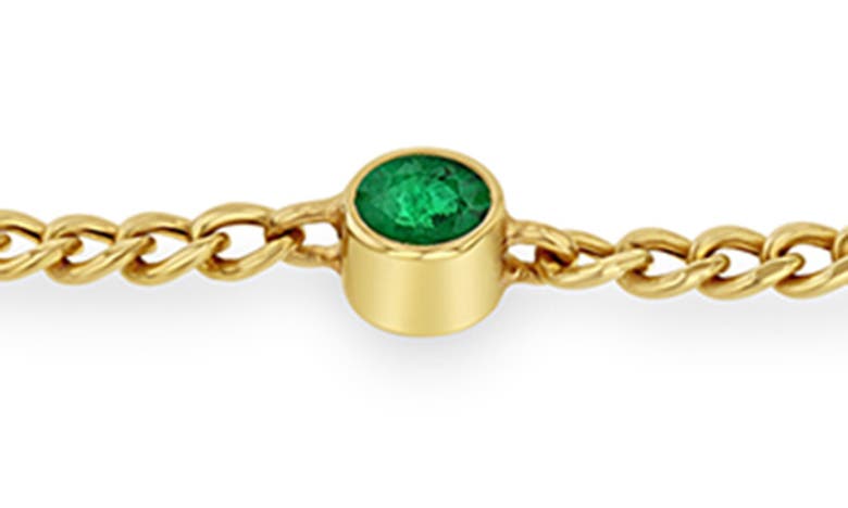 Shop Zoë Chicco Bezel Emerald Pendant Bracelet In Yellow Gold