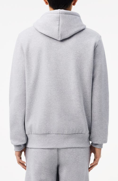 Shop Lacoste Zip Hoodie In Silver Chine