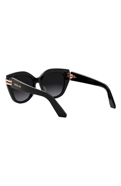 Shop Dior C 53mm Butterfly Sunglasses In Shiny Black/gradient Smoke