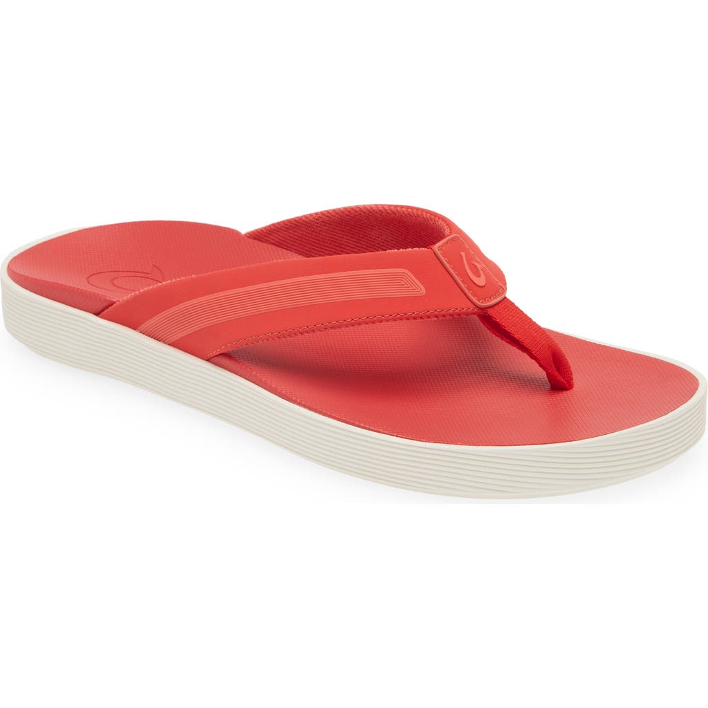 Olukai Leeward Flip Flop In Red Lava/red Lava