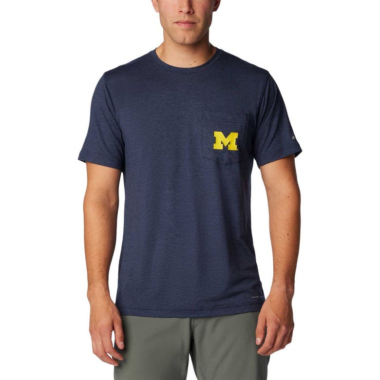 Columbia Navy Michigan Wolverines Tech Trail Omni-wick T-shirt