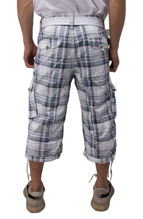 X-ray Xray Belted Cargo Shorts In Plaid Blue/white