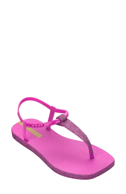Ipanema X Shakira Class Edge Glow Slip-on Embellished T-strap Thong Sandals In Pink/glitter Pink