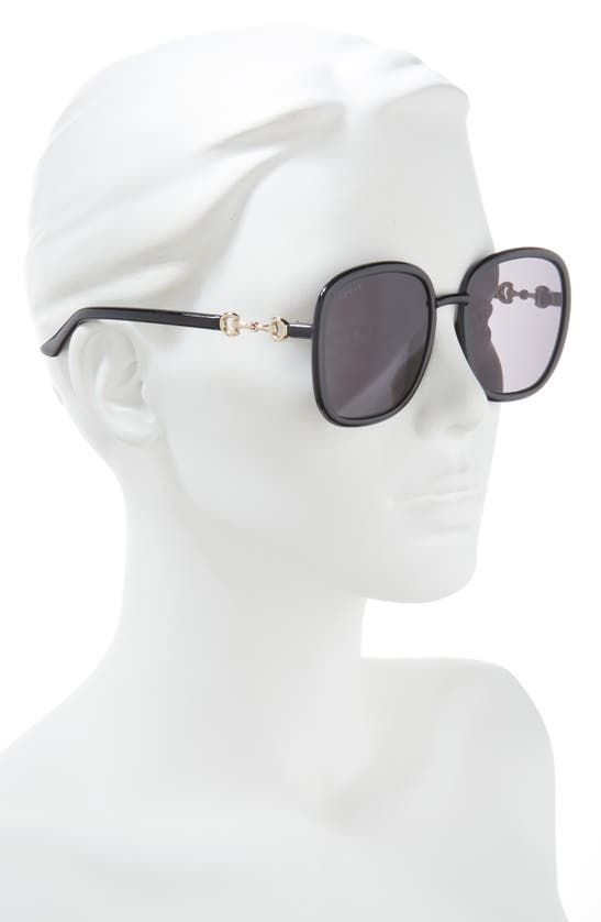 Shop Gucci 57mm Square Sunglasses In Black Grey
