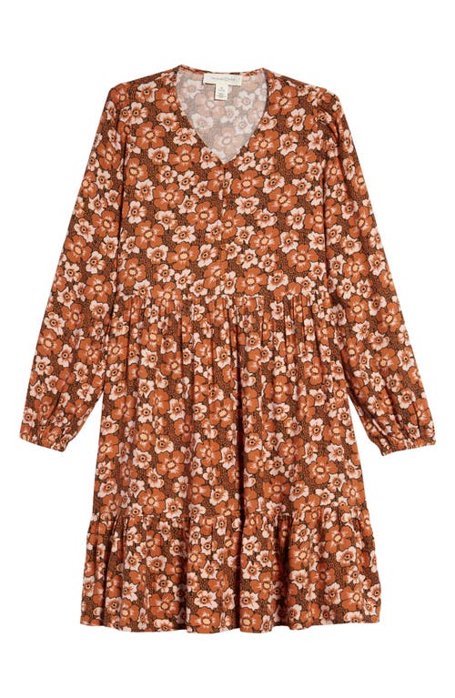 Treasure & Bond Kids' Floral Tiered Dress in Brown Amber Retro Floral