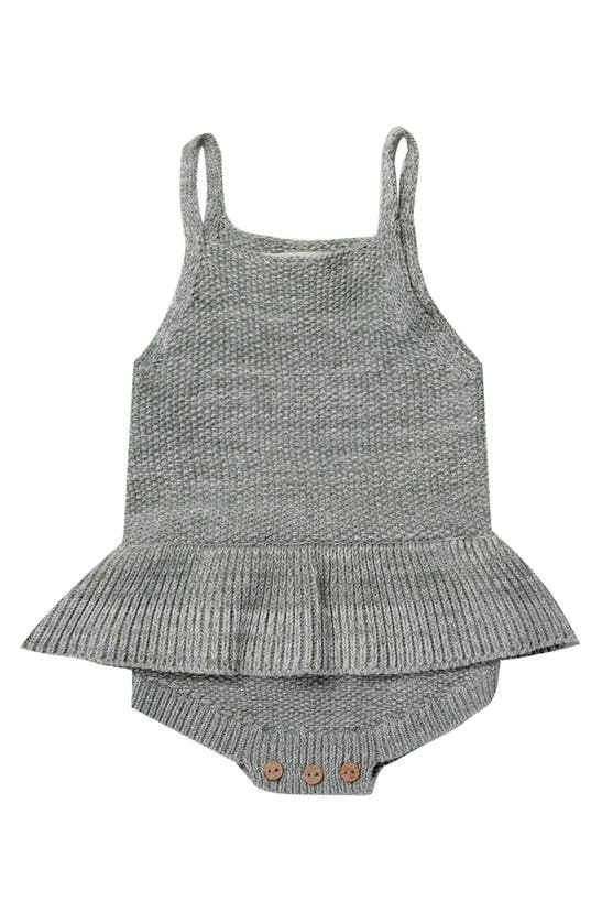 Quincy Mae Babies' Knit Peplum Bodysuit In Gray