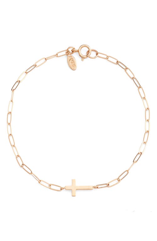 Anzie Love Letter Cross Pendant Bracelet in Gold 