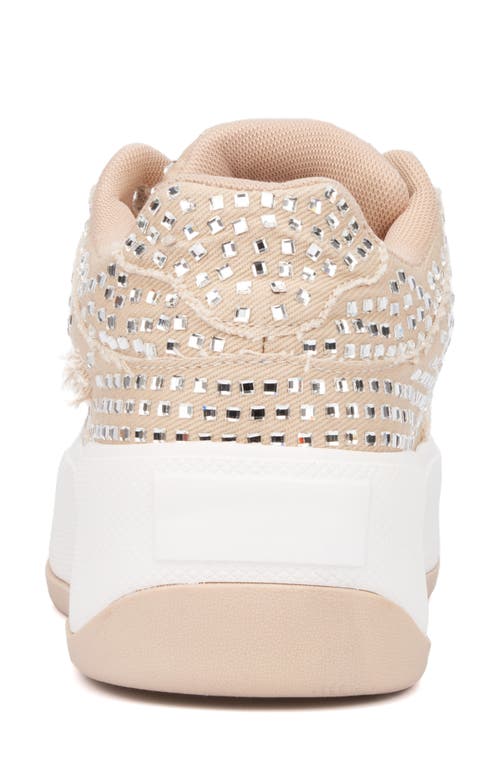 Olivia Miller Lunar Rays Rhinestone Sneaker In Tan