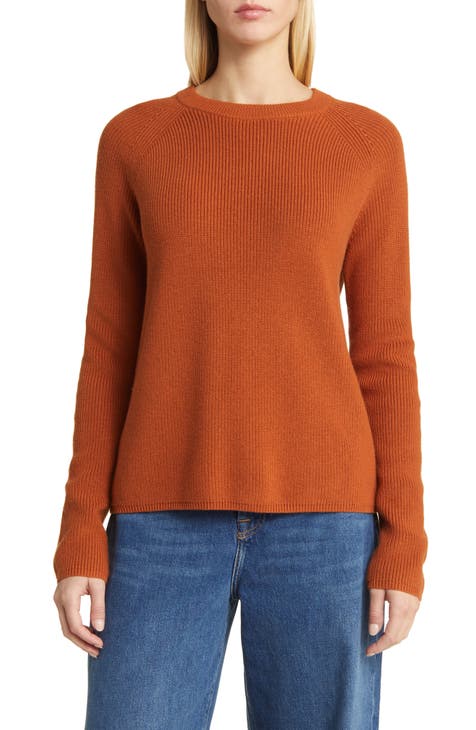 Shape Burnt Orange Stripe Knit High Neck Sweater
