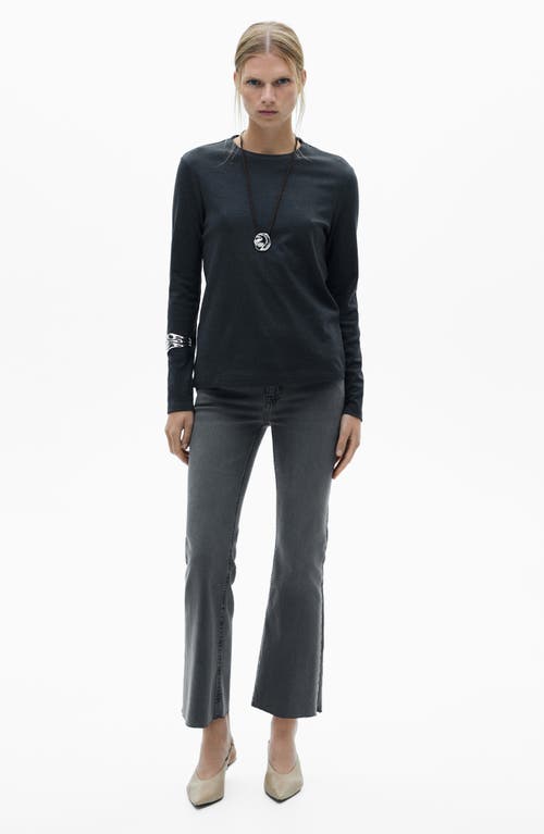 Shop Mango Sienna Crop Flare Jeans In Denim Grey