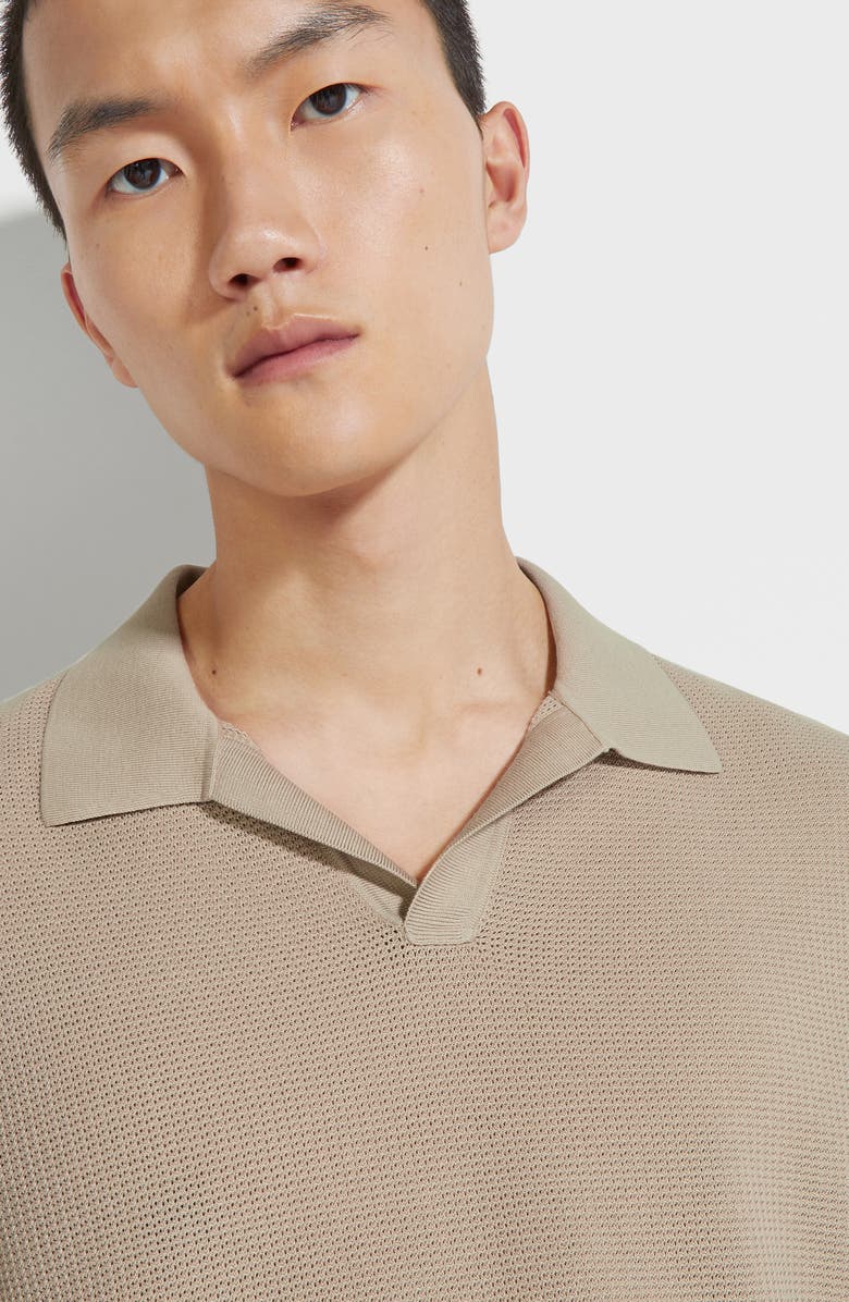 ZEGNA Waffle Knit Premium Cotton Polo Sweater | Nordstrom