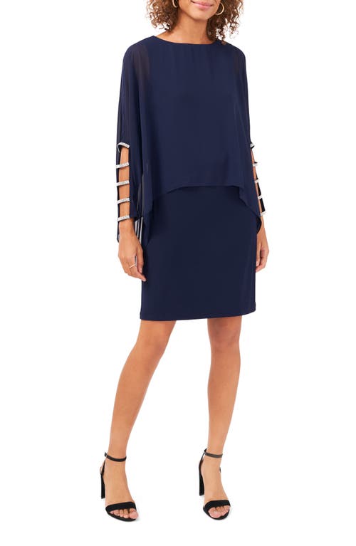 Chaus Embellished Long Sleeve Dress in Navy Blue