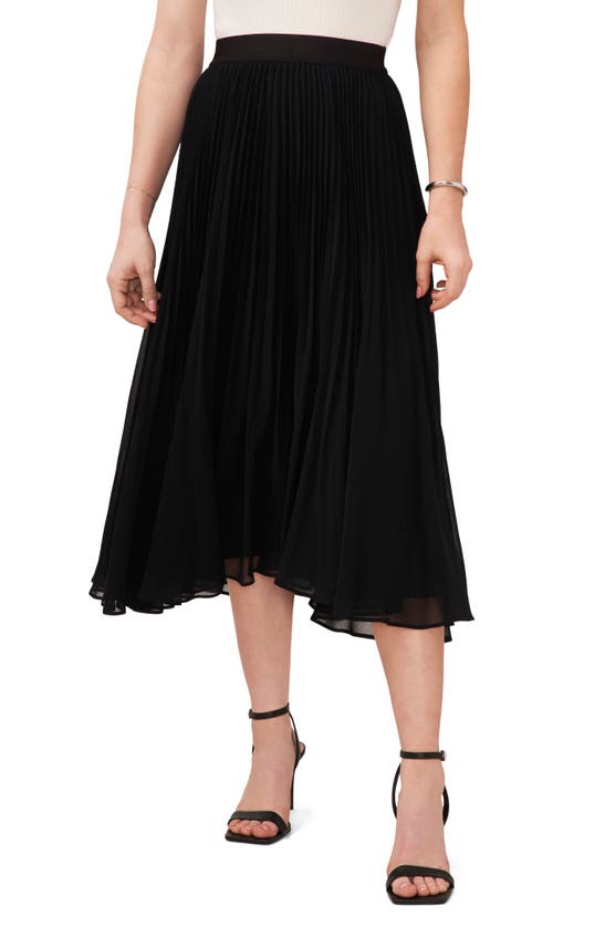 1.state Floral Released Pleat Midi Skirt In Rich Black