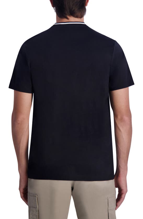 Shop Karl Lagerfeld Contrast Crewneck Cotton T-shirt In Black