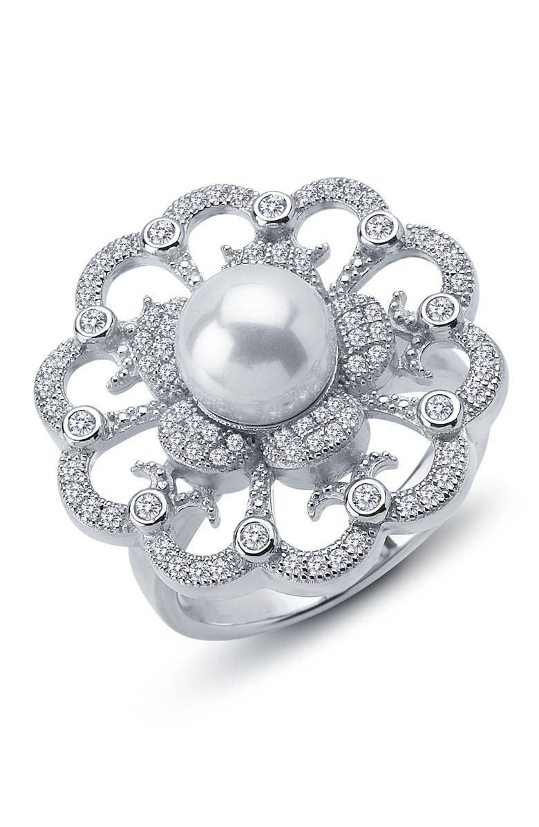 LAFONN Platinum Plated Sterling Silver Filigree White Shell Pearl Ring |  Nordstromrack