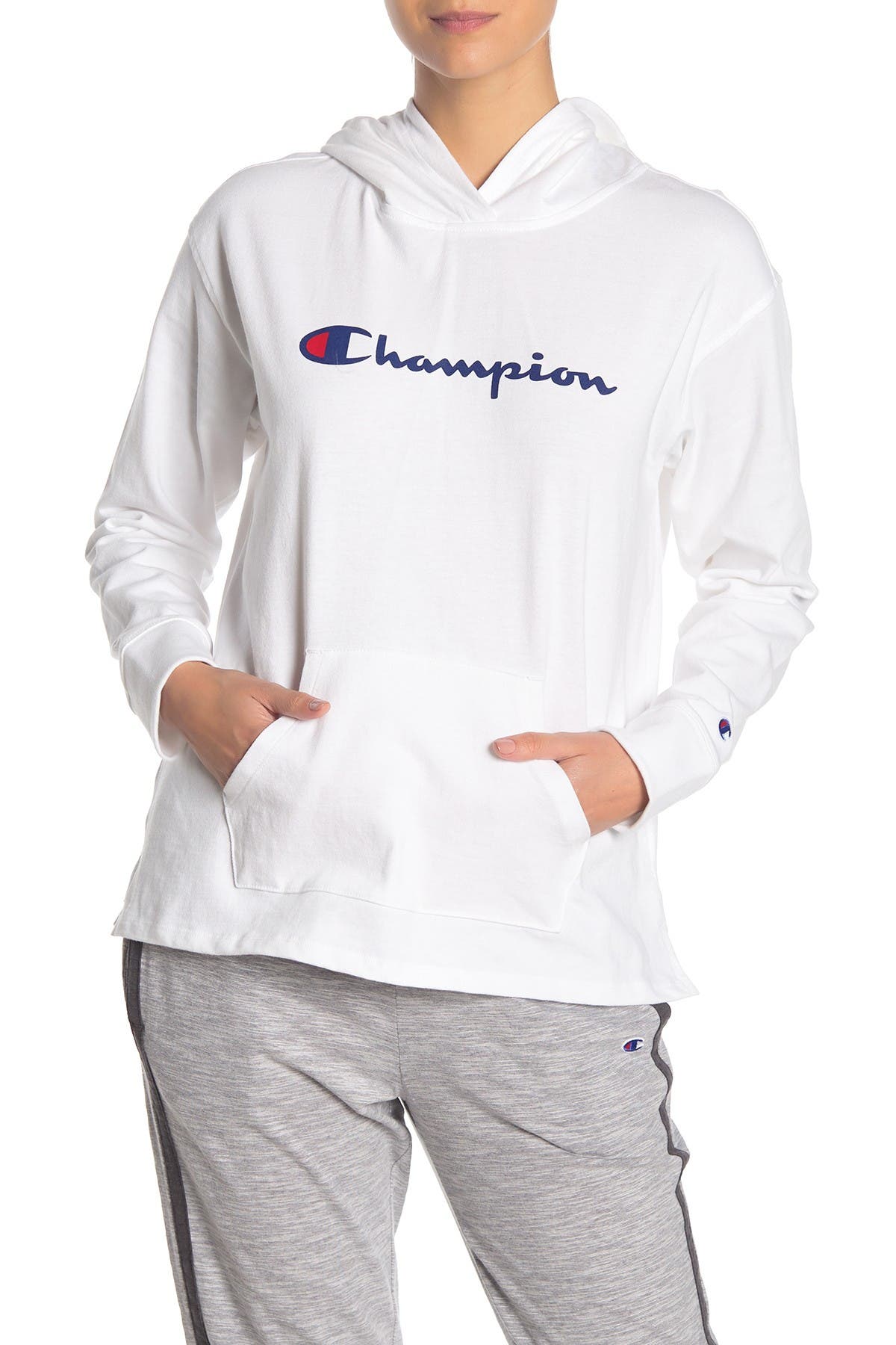 champion graphic logo hoodie pullover