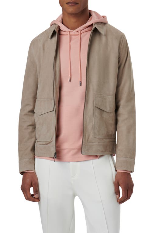 Bugatchi Full Zip Suede Bomber Jacket Sand at Nordstrom,