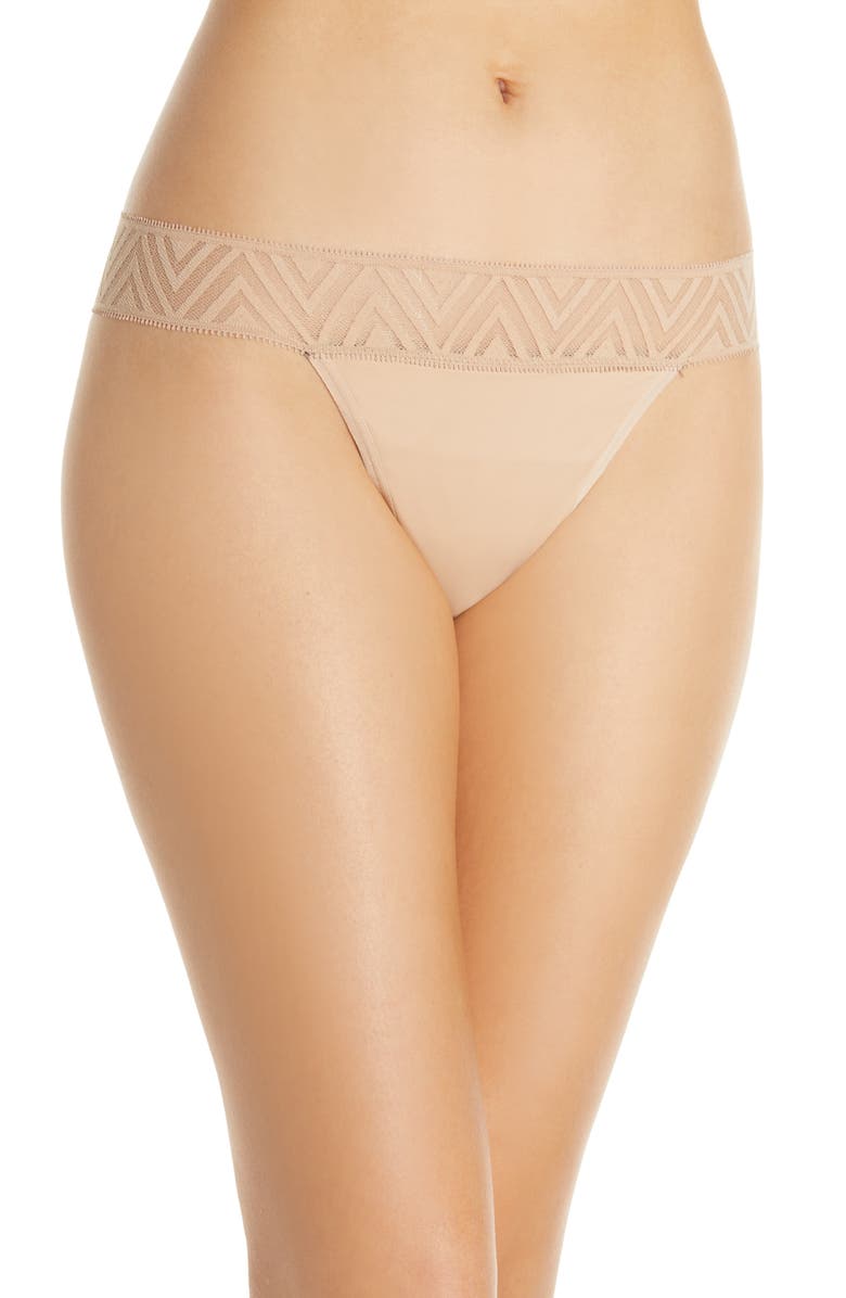 THINX Lace Period Thong, Main, color, BEIGE