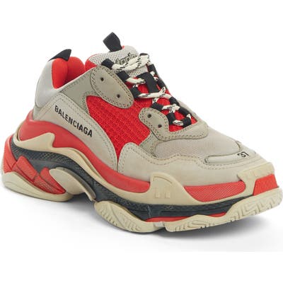 Balenciaga Triple S Low Top Sneaker, Red