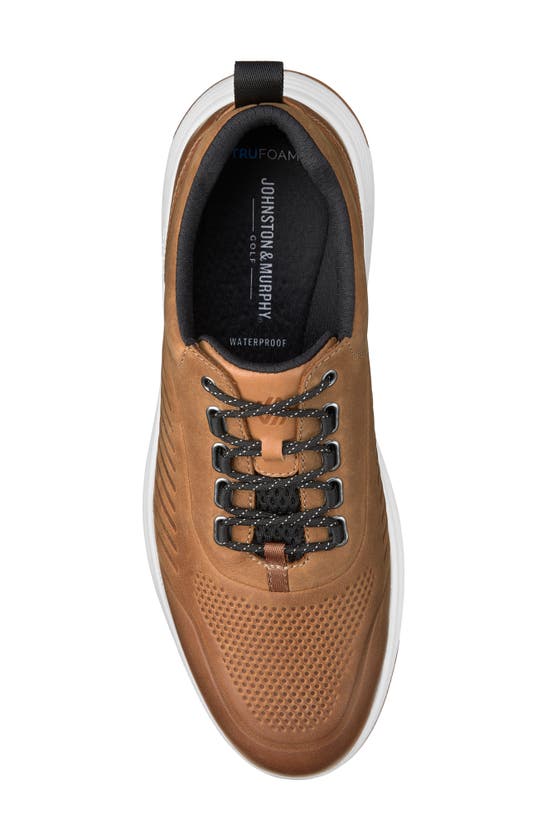 Shop Johnston & Murphy Amherst Gl1 Luxe Hybrid Waterproof Golf Sneaker In Tan Oiled Waterproof Full