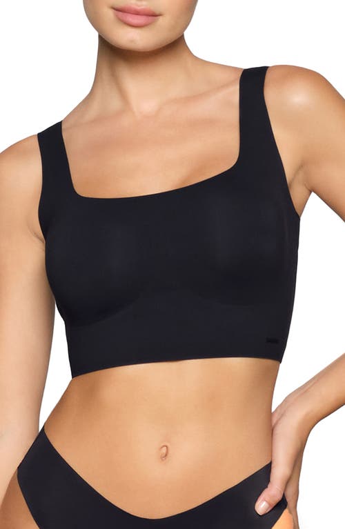 Shop Skims Naked Wireless Scoop Longline Bra In Onyx