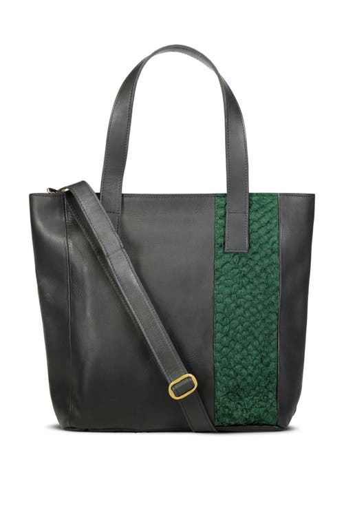 Sarep + Rose Maral Daily Leather Tote Crossbody Bag In Black And Green
