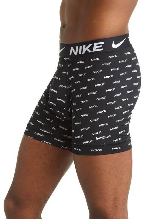 Shop Nike 3-pack Dri-fit Essential Micro Boxer Briefs In  Logo Print/grey/black