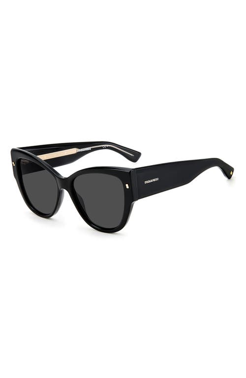 Shop Dsquared2 56mm Cat Eye Sunglasses In Black Gold/grey