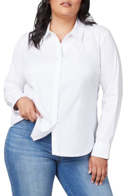 SPANX® Stretch Poplin Pullover Button-Up Shirt in Classic White