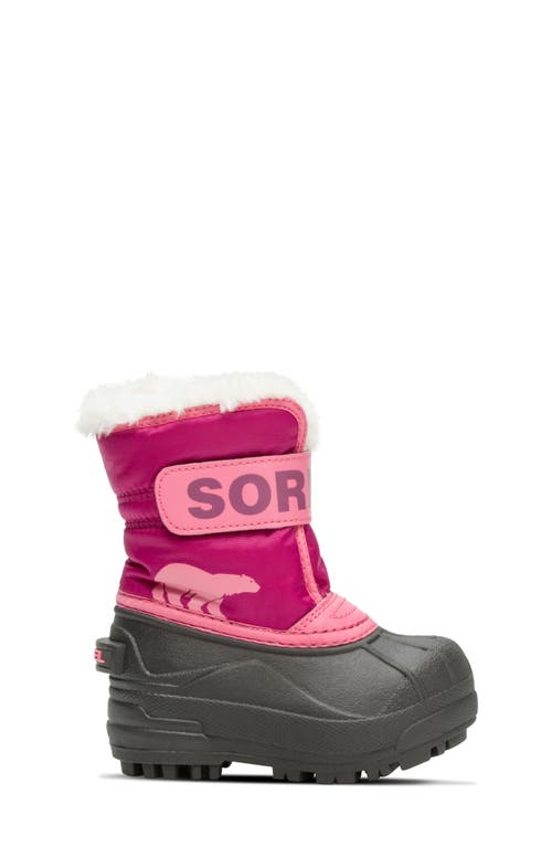 Sorel Kids' Snow Commander Insulated Waterproof Boot In Tropic Pink/deep Blush