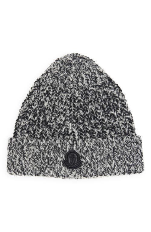 Moncler Creativo Logo Patch Wool Blend Beanie in Grey at Nordstrom