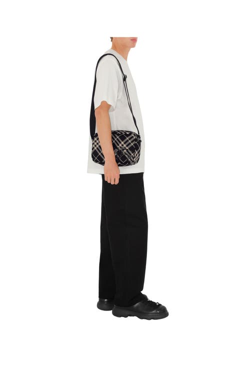 Burberry Ekd-appliqué Checked Crossbody Bag In Black/calico