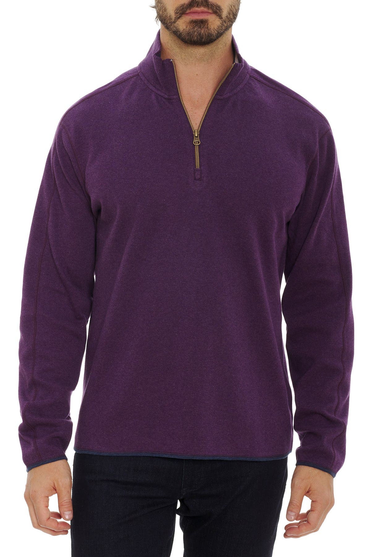 purple quarter zip sweater