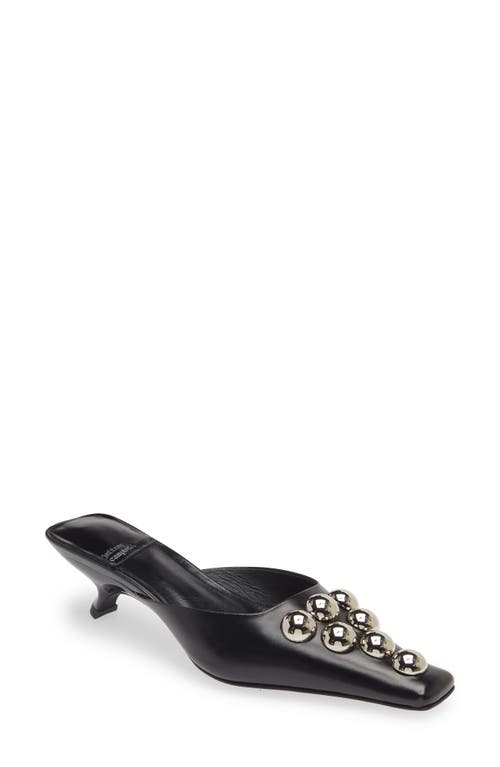 Shop Jeffrey Campbell Esmerel Stud Square Toe Mule In Black Crinkle Silver