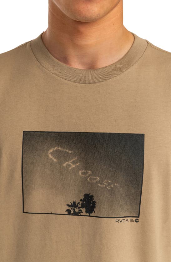 Shop Rvca Choose Organic Cotton Graphic T-shirt In Khaki