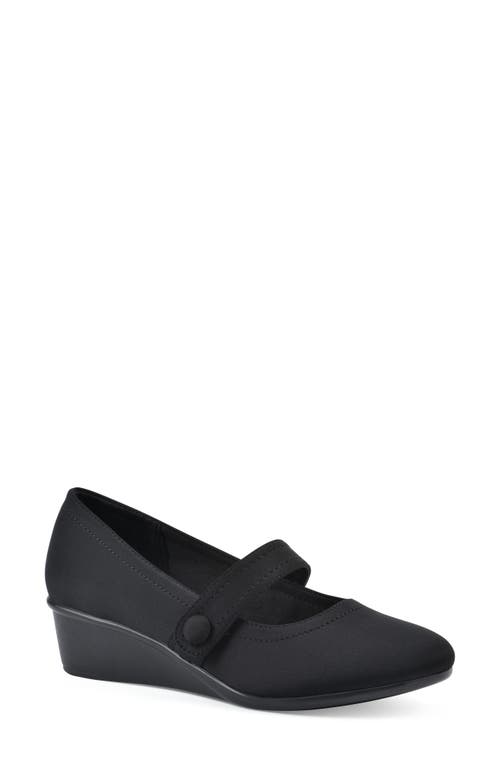 Cliffs By White Mountain Women's Brightly Mary-jane Style Wedge In Black/nylon