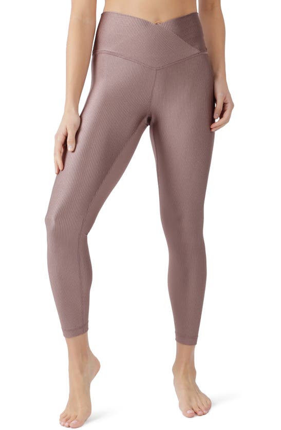 90 Degree By Reflex Shiny Rib Crossover Ankle Leggings In French Toast ModeSens