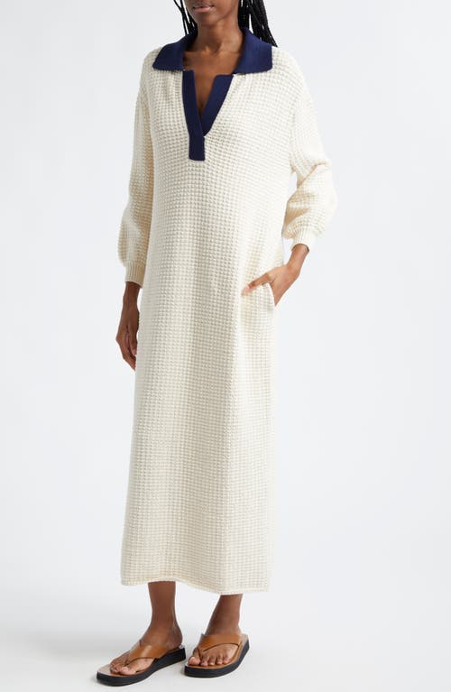 Staud Altea Dress In Ivory/navy
