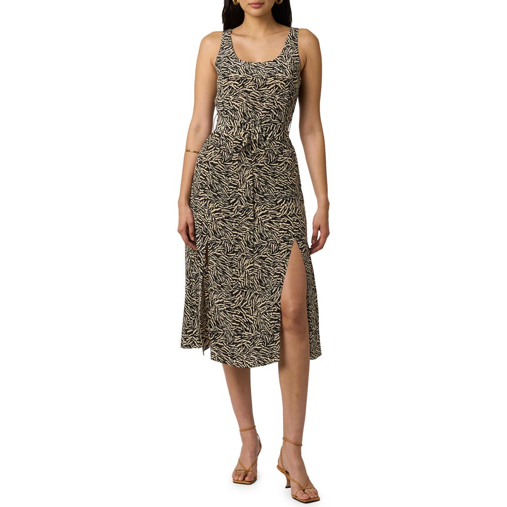 Equipment Brixley Belted Dress In True Black And Creme Brulee
