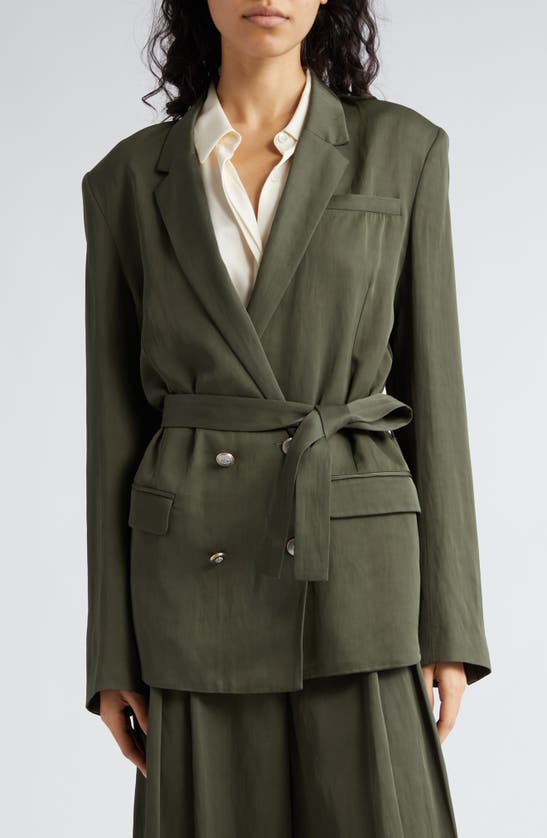 Shop Twp Belted Double Breasted Smoking Jacket In Ivy