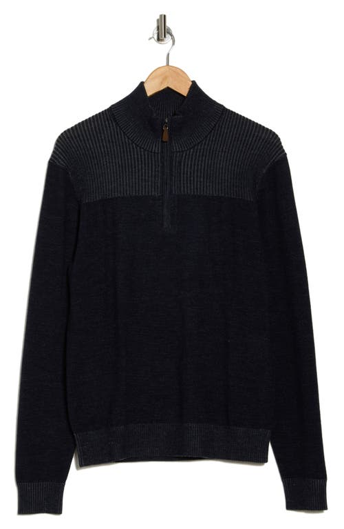 Bruno Magli Merino Wool Plaited Quarter-zip Pullover In Navy Grey