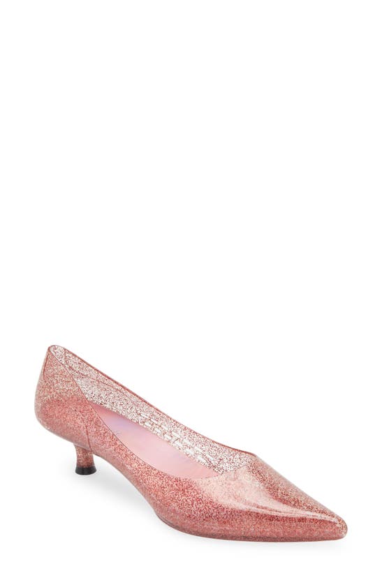 Shop Jeffrey Campbell Millenni Pointed Toe Kitten Heel Pump In Pink Iridescent Glitter