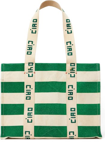 Clare V. Canvas Stripe Beach Tote main image 0