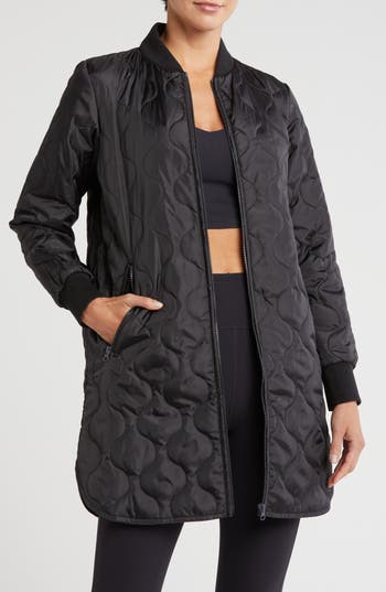 Z By Zella Longline Quilted Jacket In Black