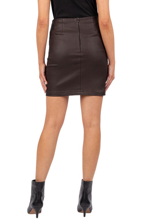 Shop Kut From The Kloth Kilah Paneled Coated Miniskirt In Chocolate