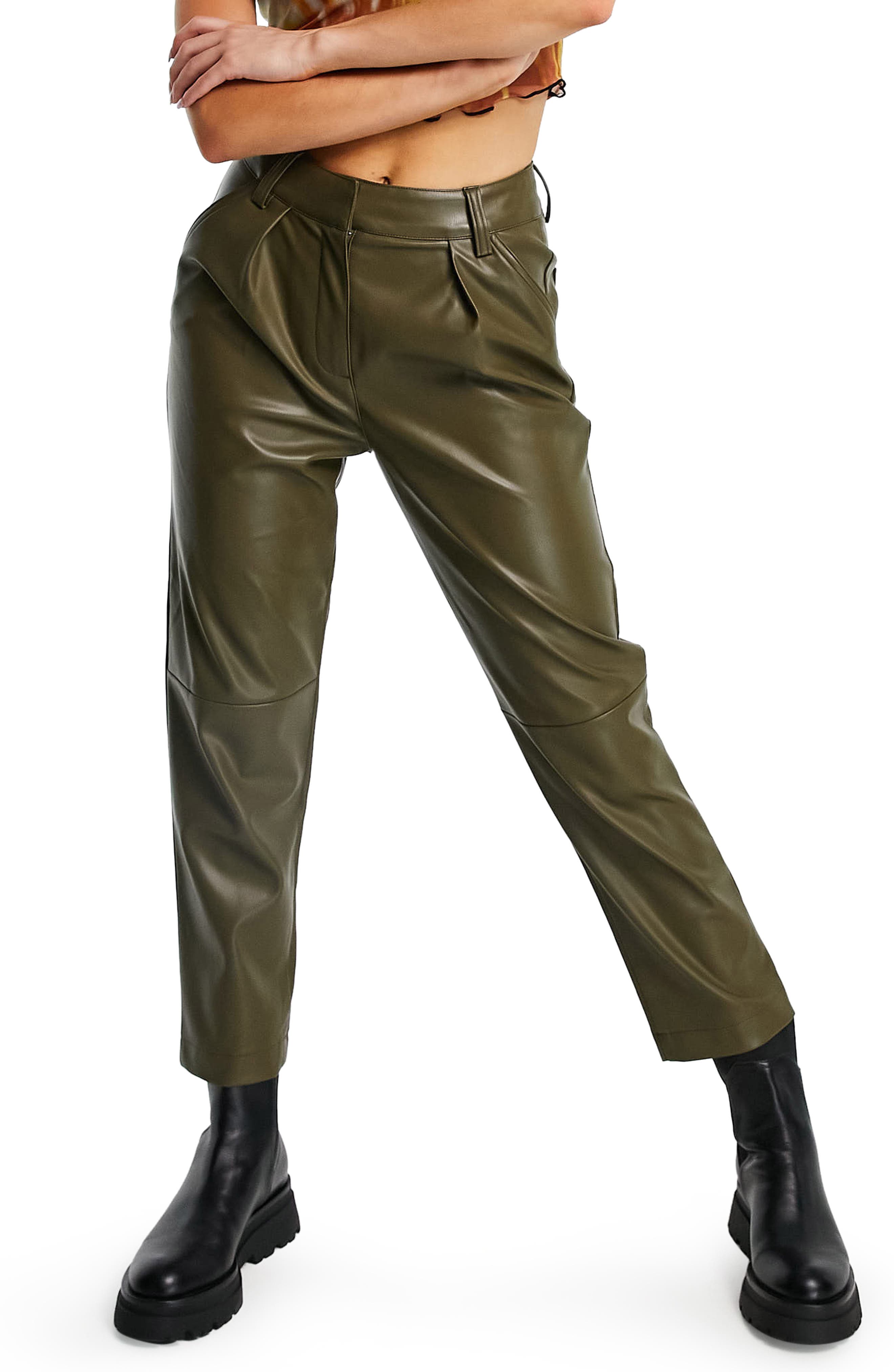 Topshop Faux Leather Peg Trousers 