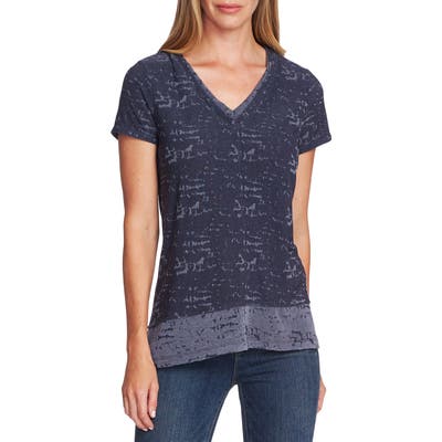 Vince Camuto Melange Layered Tee, Blue