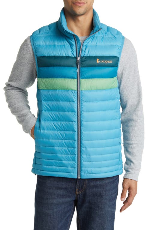 Cotopaxi Fuego Water Resistant 800 Fill Power Down Vest In Poolside Stripes